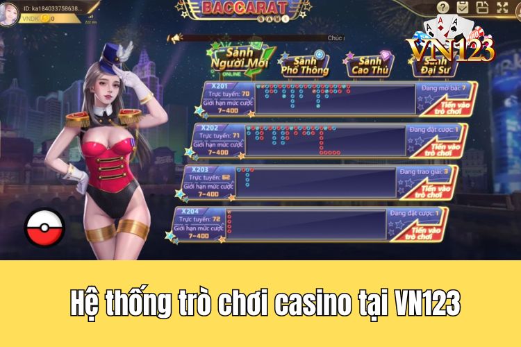 Hệ thống trò chơi casino trực tuyến đẳng cấp tại VN123